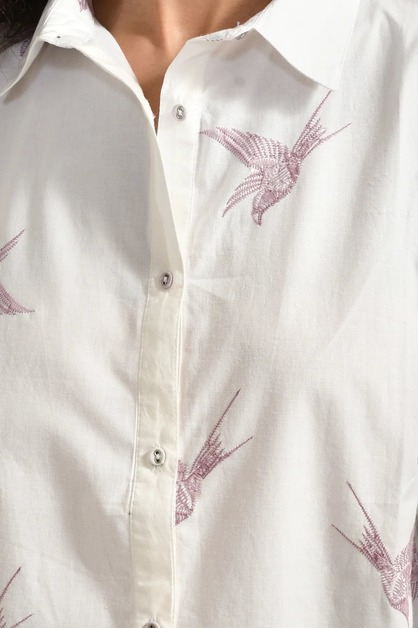 Feathered Whimsy Cotton Shirt - Meerabella