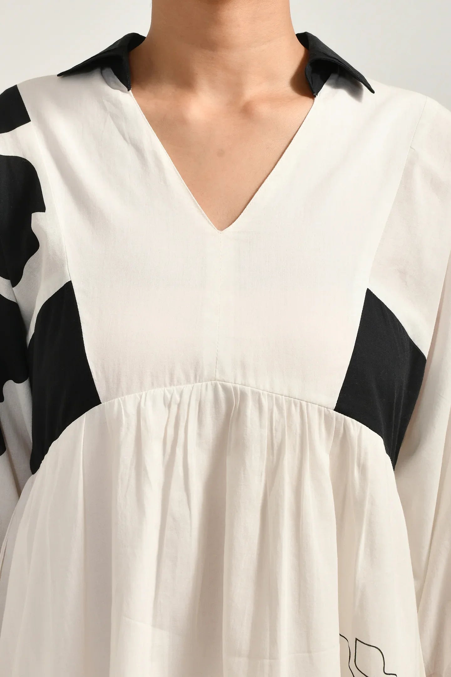 Cotton Petal Print White Dress - Meerabella