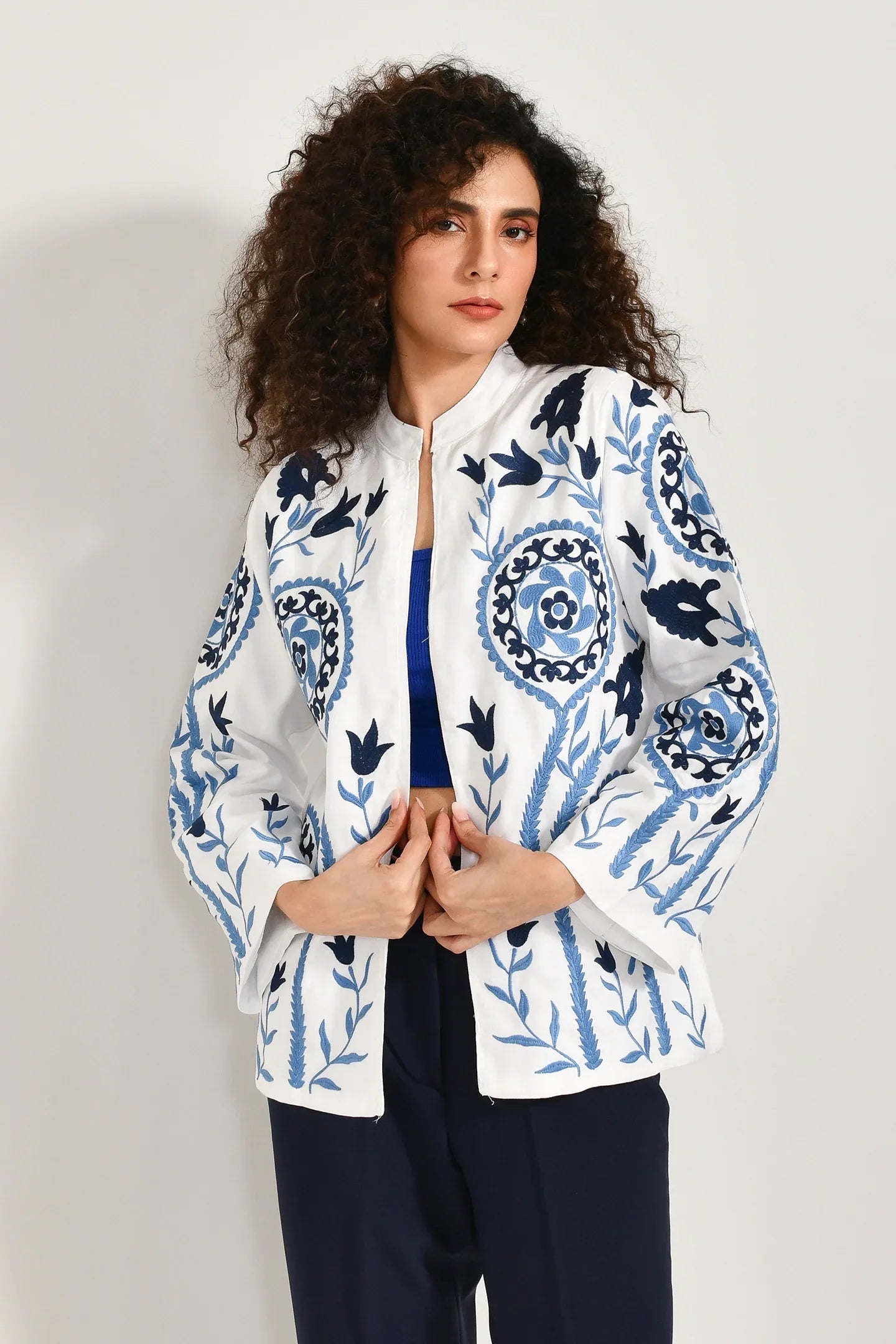 Blossom Wave Embroidered Jacket - Meerabella