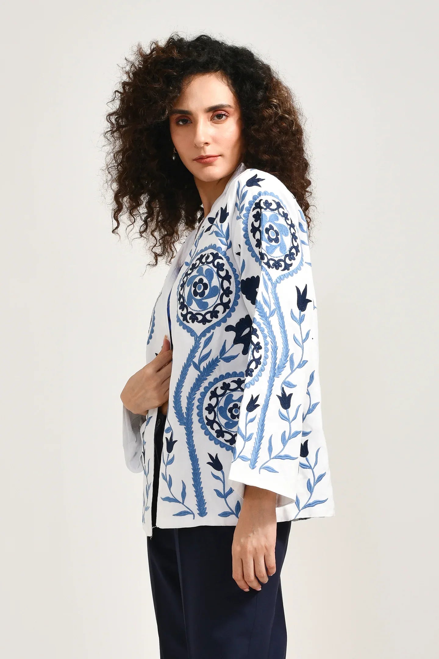 Blossom Wave Embroidered Jacket - Meerabella