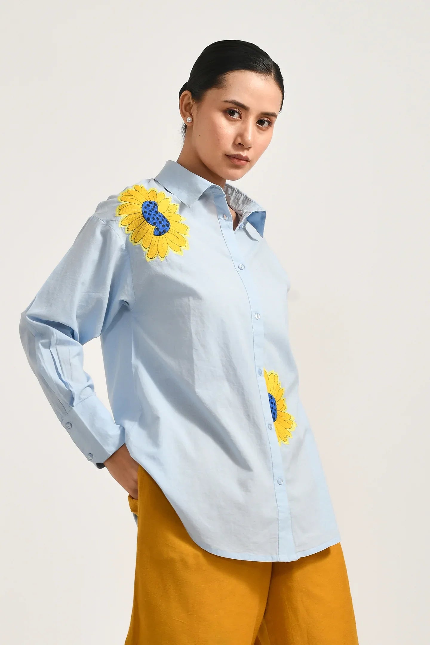 Blue Meadow Floral Oversized Shirt - Meerabella