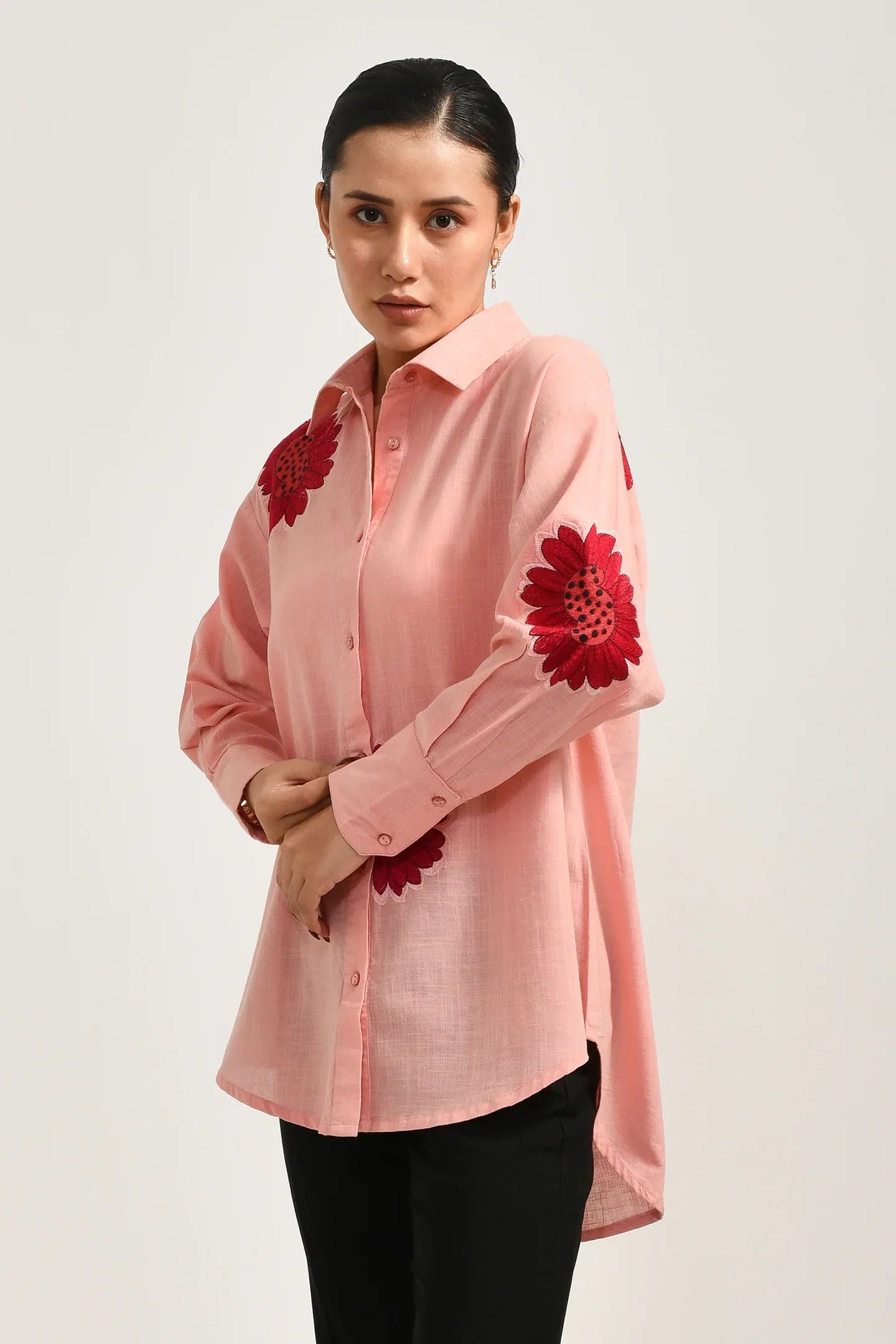 Petal Bloom Pink Oversized Shirt - Meerabella