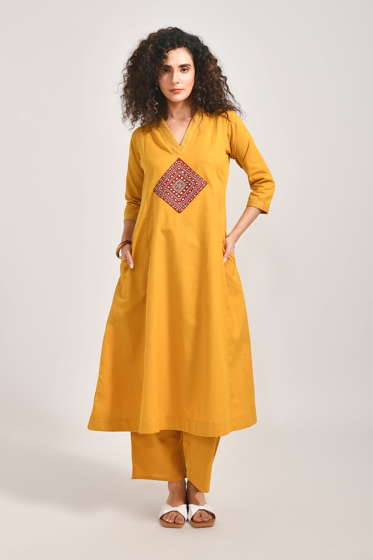 Meerabella Radiant Yellow Embroidered Coords Set