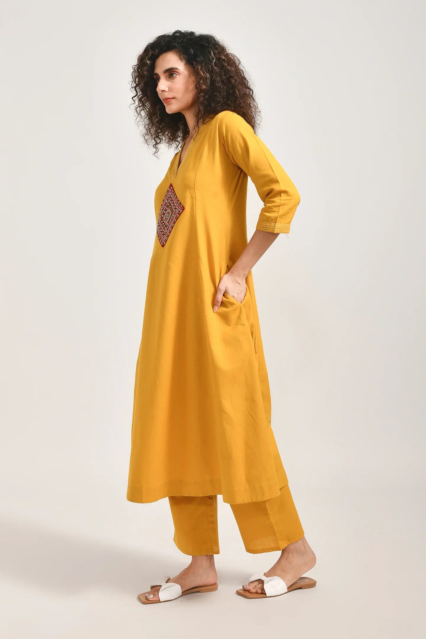 Radiant Yellow Embroidered Coords Set - Meerabella