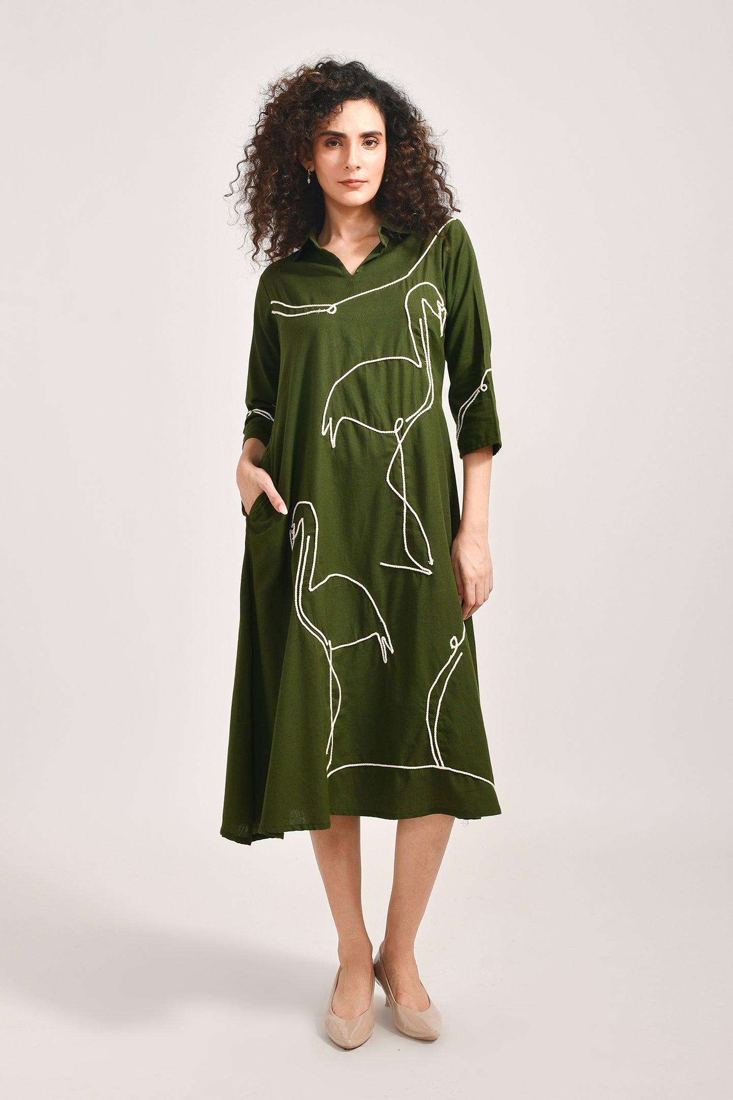 Meerabella Flamingo Finesse Green Dress