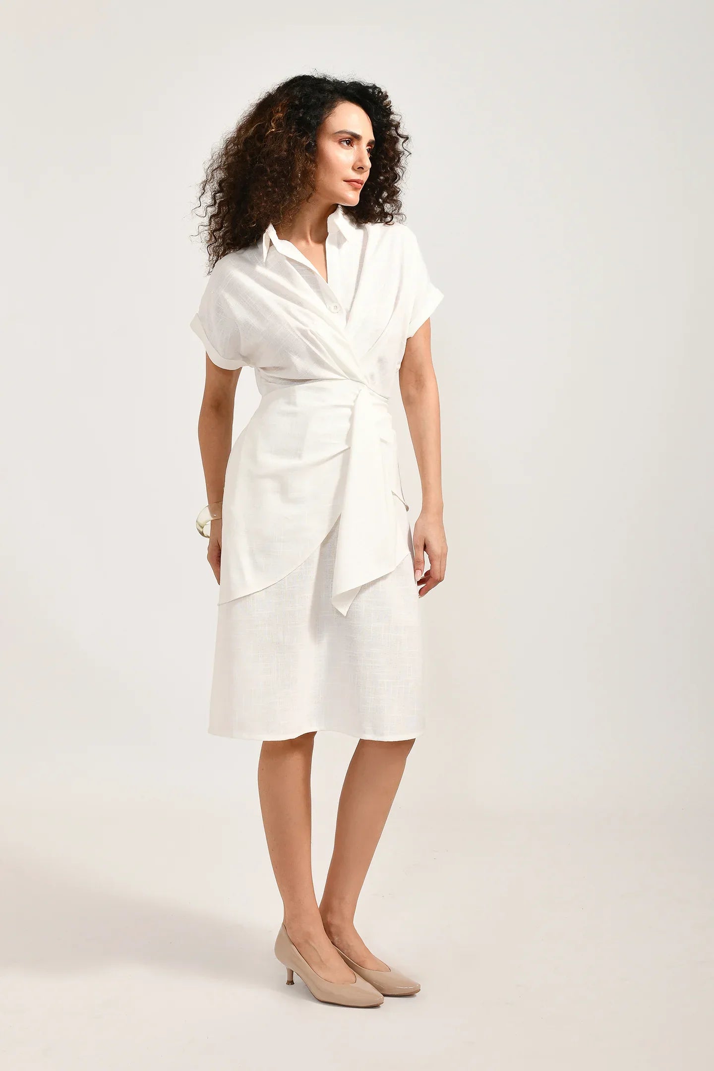Crisp Elegance Cotton Dress - Meerabella