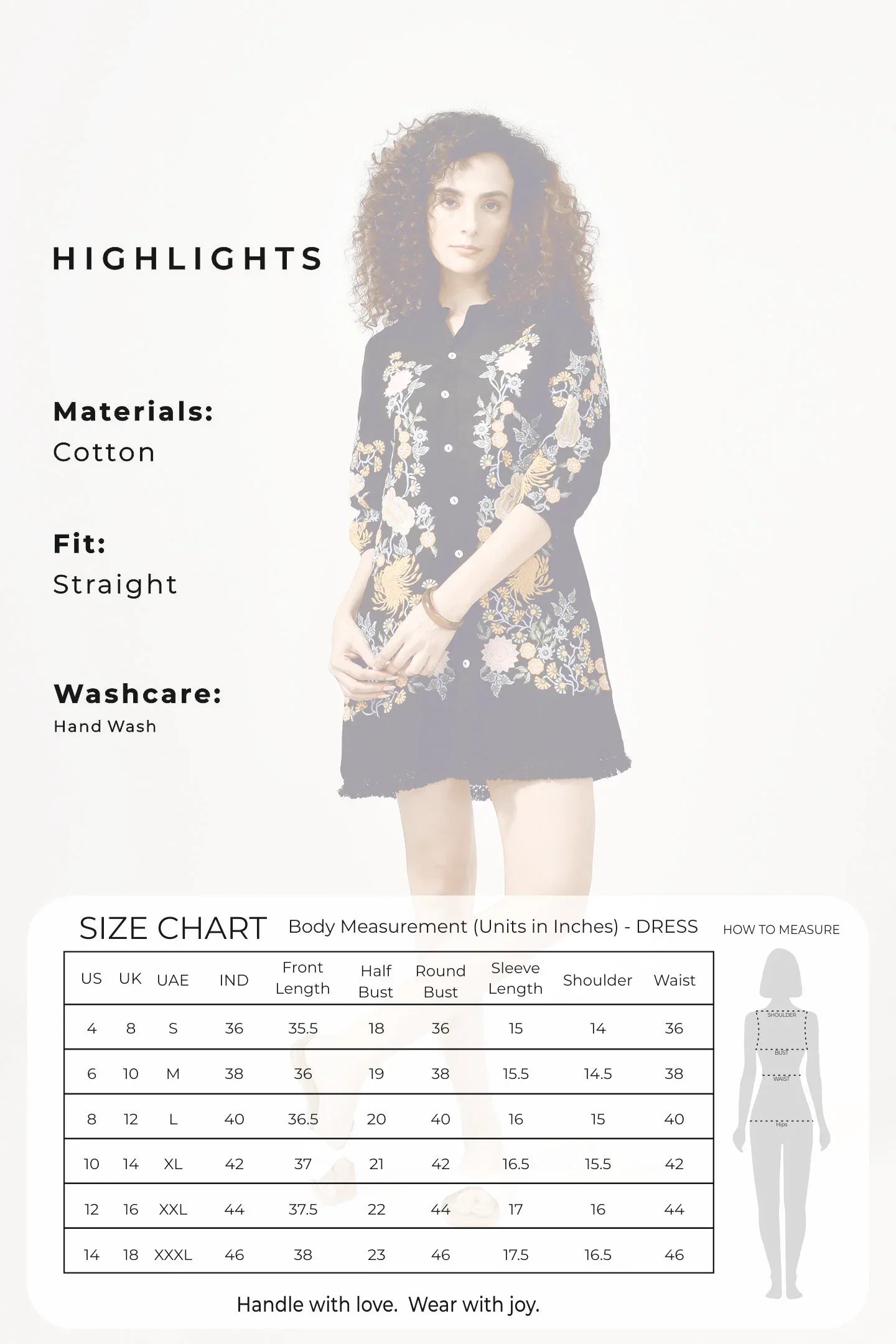 Black Petal Embroidery Cotton Dress - Meerabella
