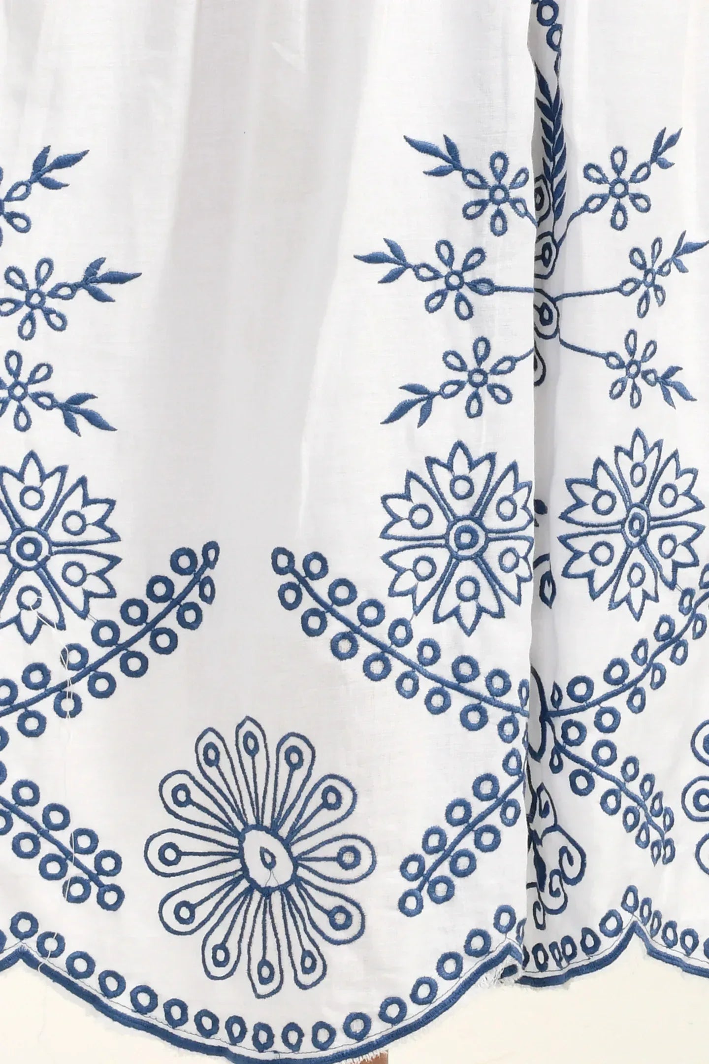 Azure Blossom Cotton White Dress - Meerabella