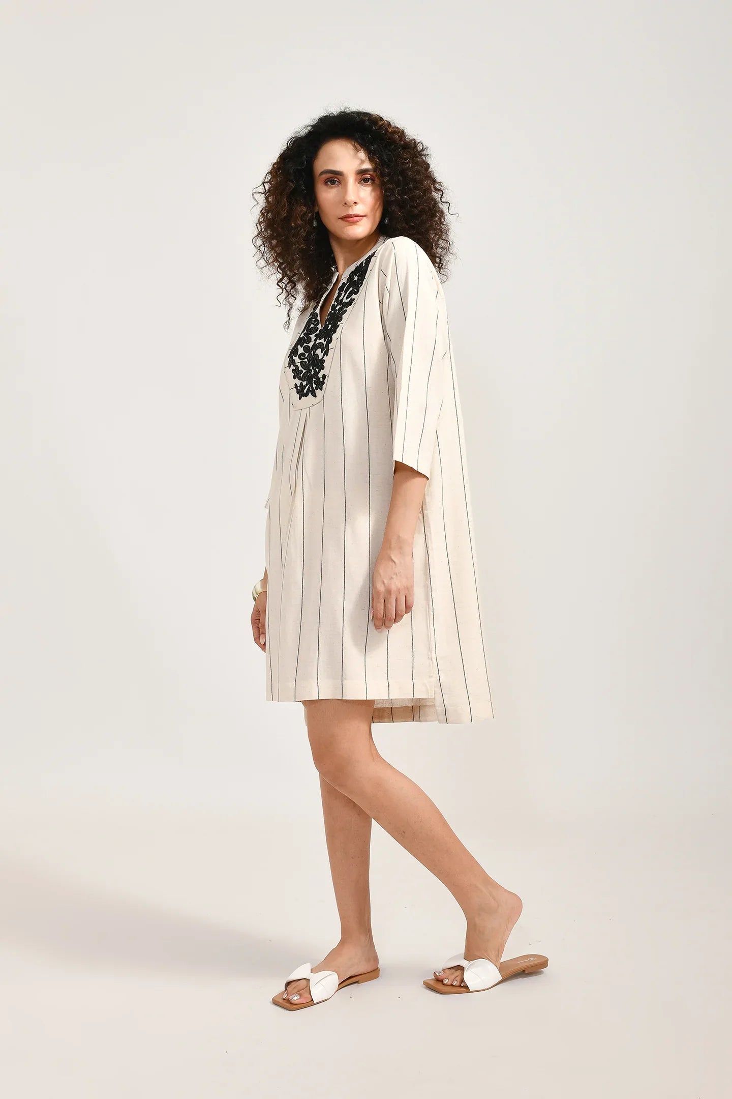 Monochrome Muse Cotton Dress - Meerabella