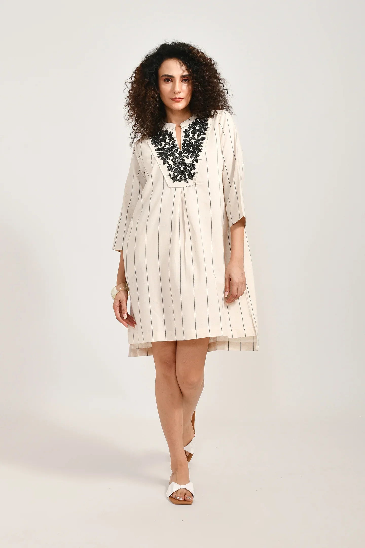 Monochrome Muse Cotton Dress - Meerabella