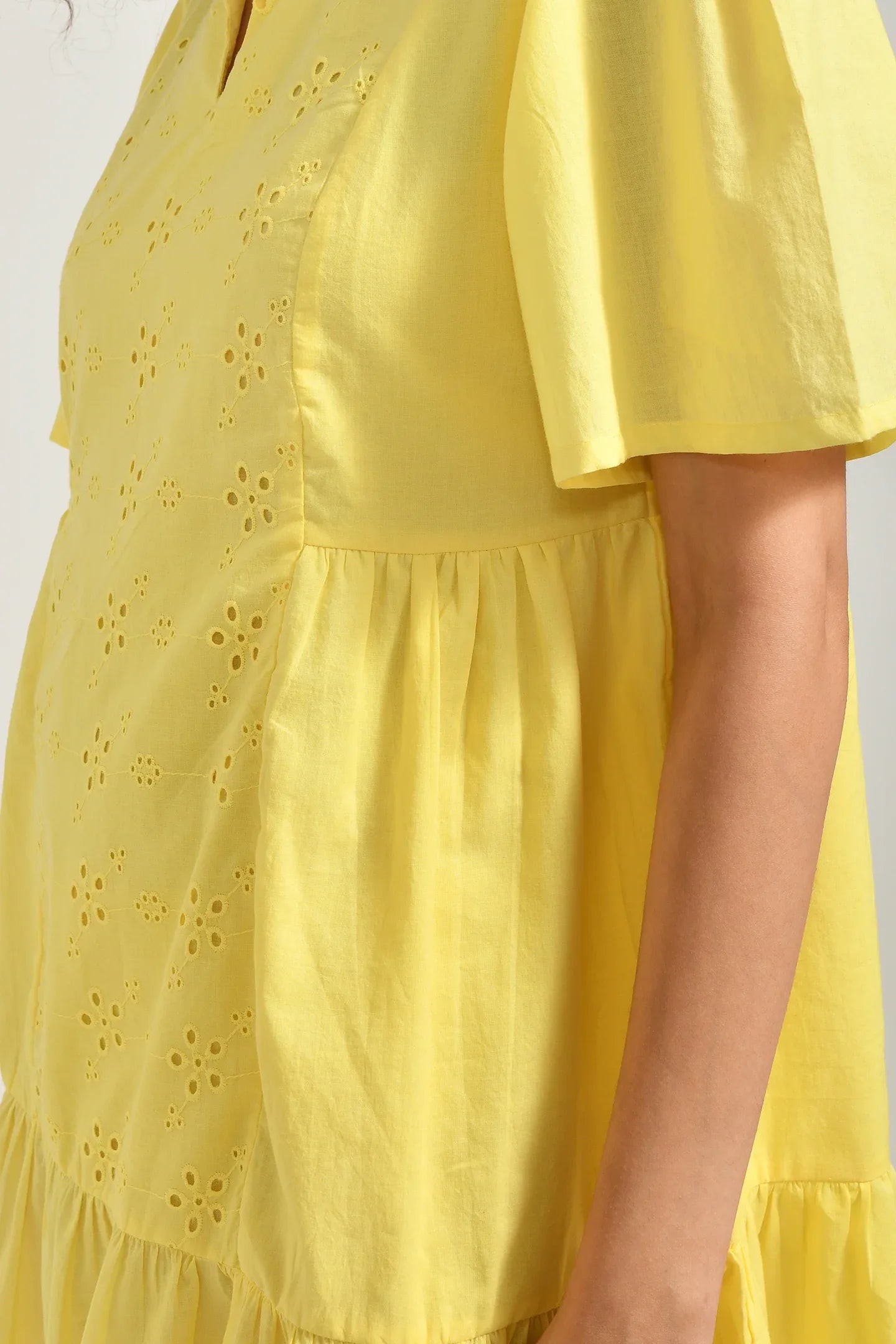 Bright Blossom Cotton Yellow Dress - Meerabella