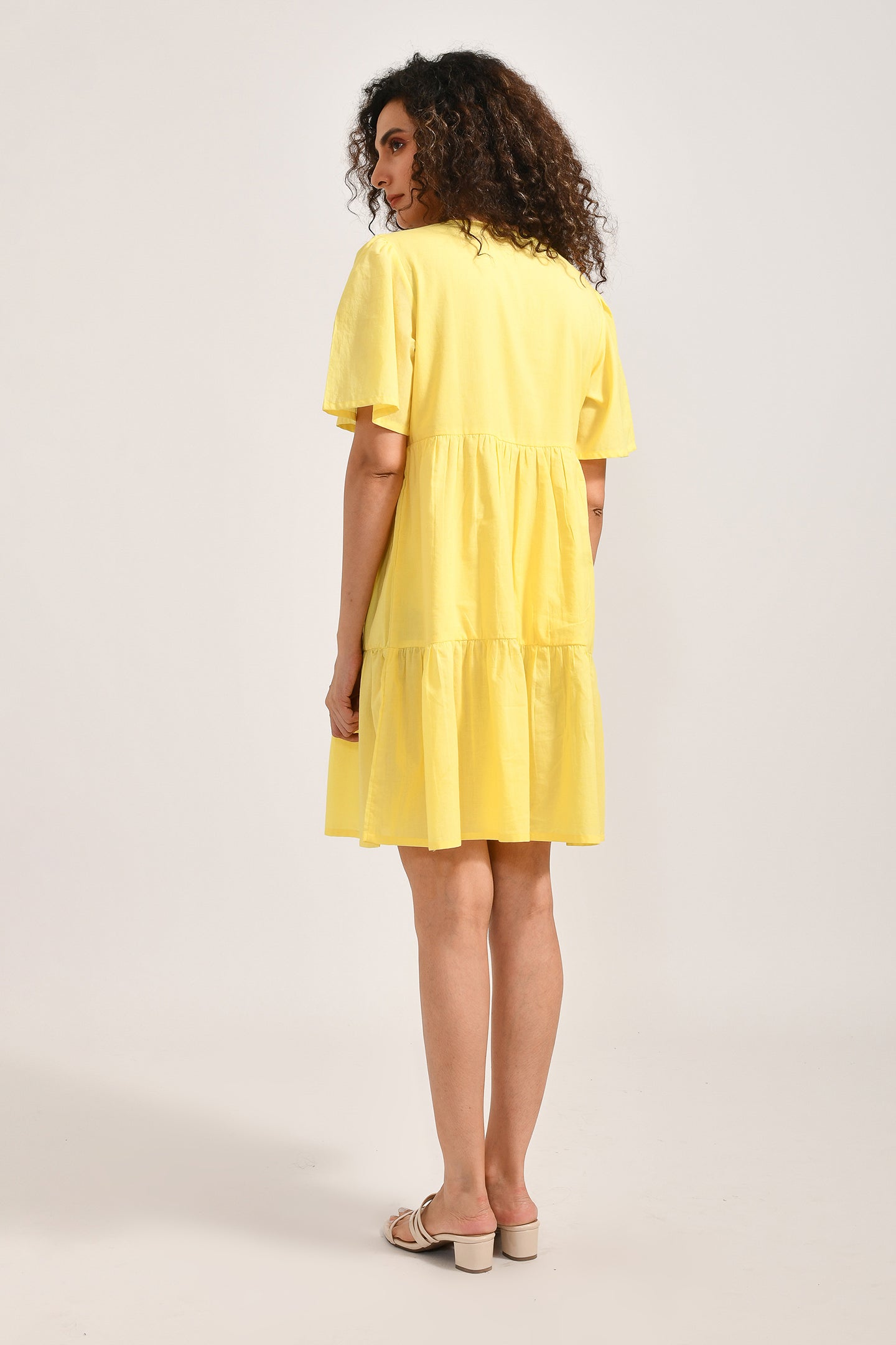 Meerabella Bright Blossom Cotton Yellow Dress