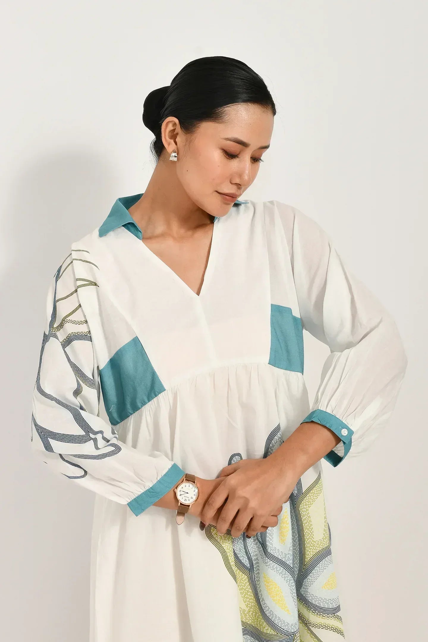 Azure Bloom White Dress - Meerabella