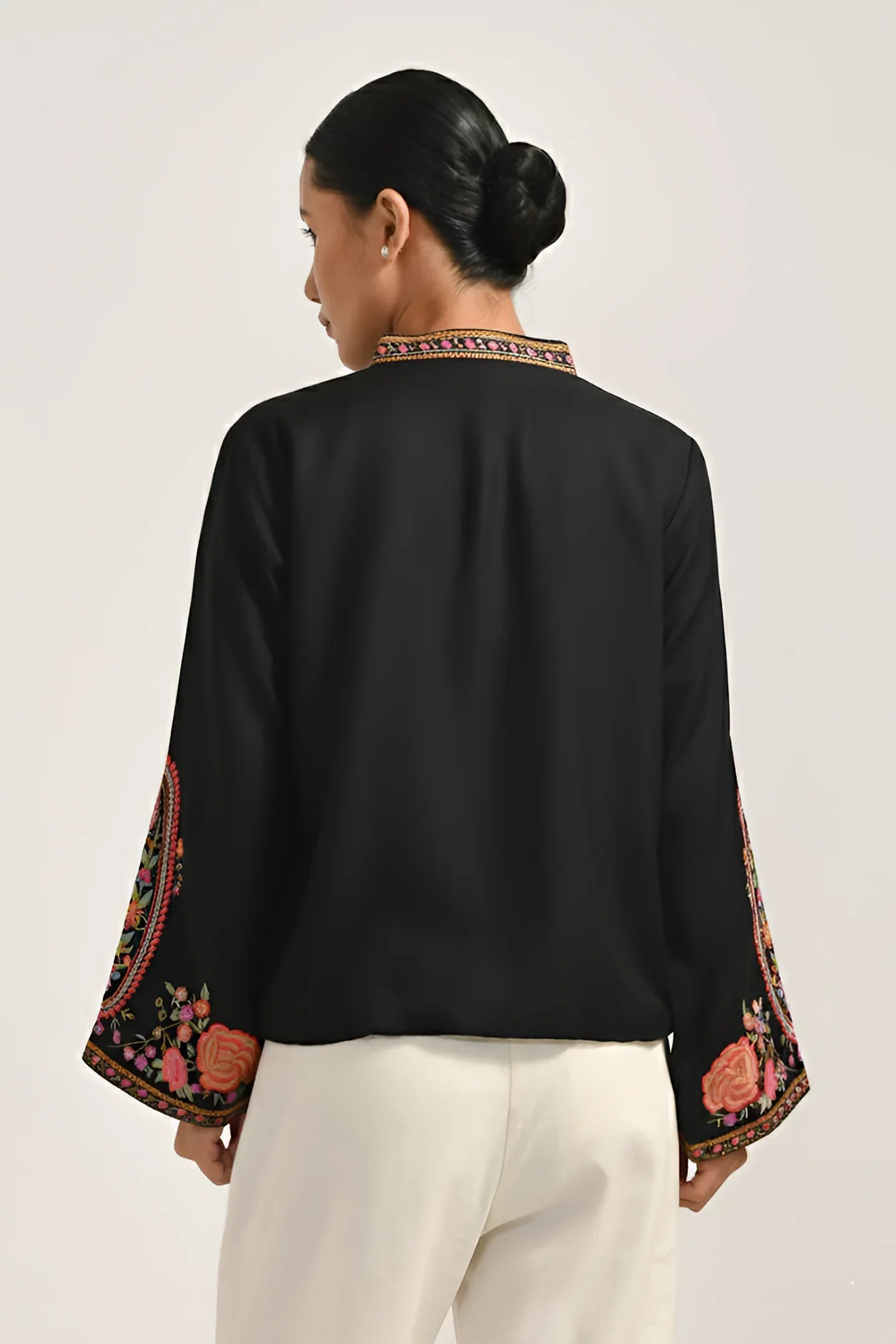 Embroidered Elegance Cotton Jacket - Meerabella
