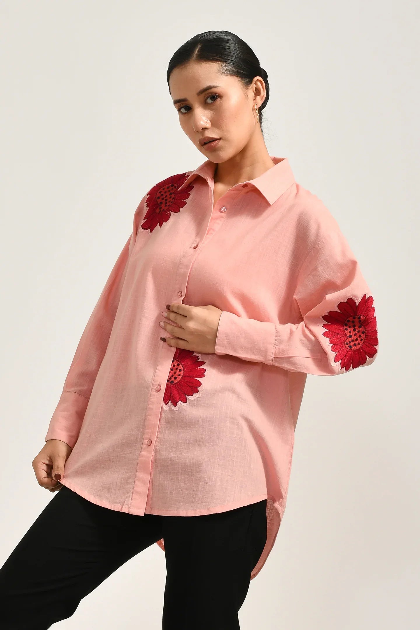 Petal Bloom Pink Oversized Shirt - Meerabella