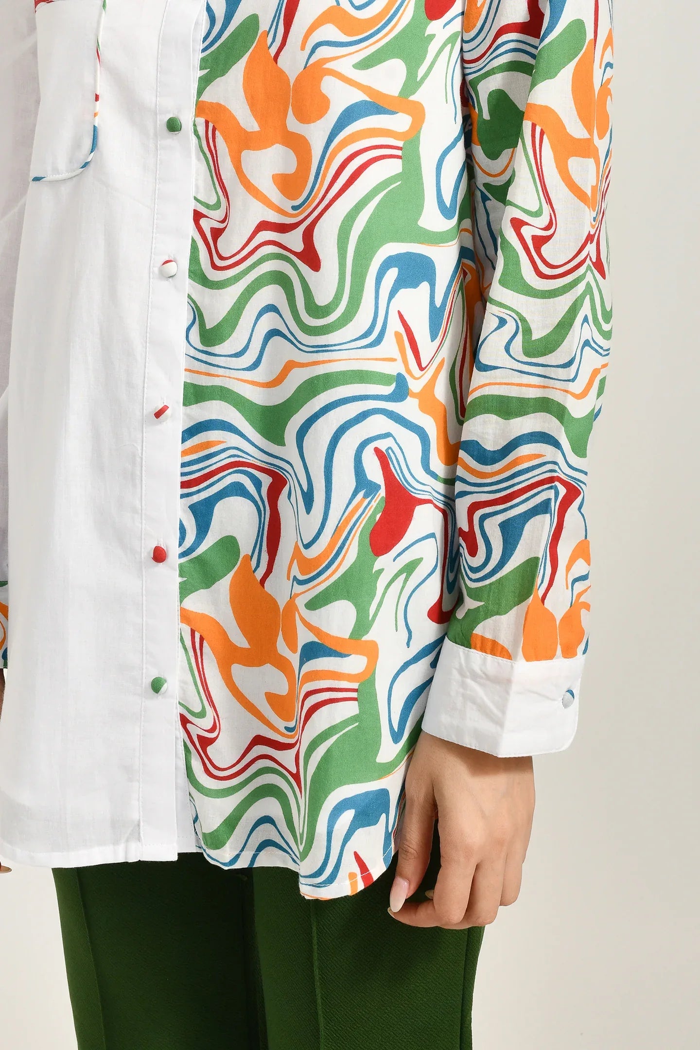 ColorSplash Cotton White Shirt - Meerabella