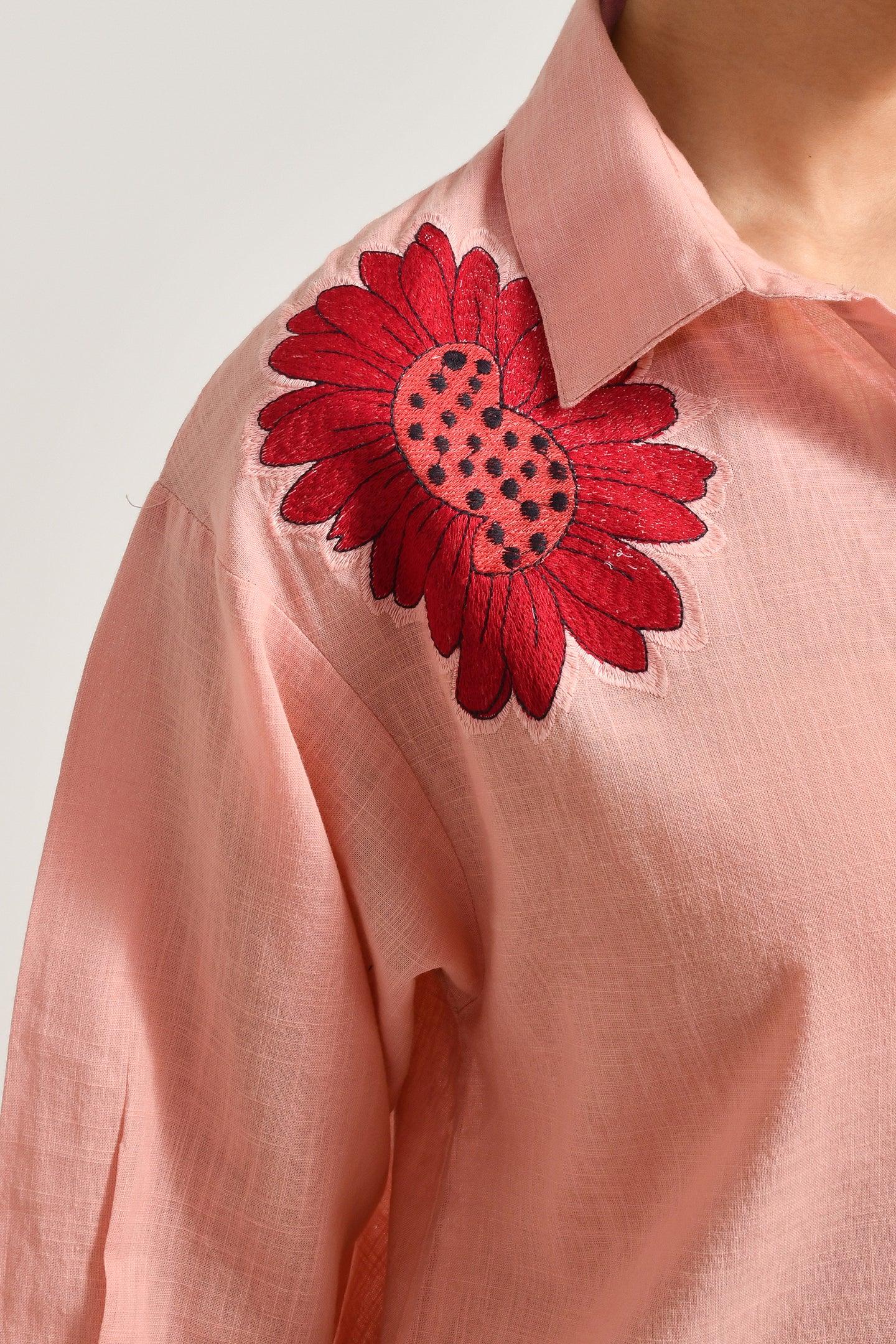 Petal Bloom Pink Oversized Shirt - Meerabella