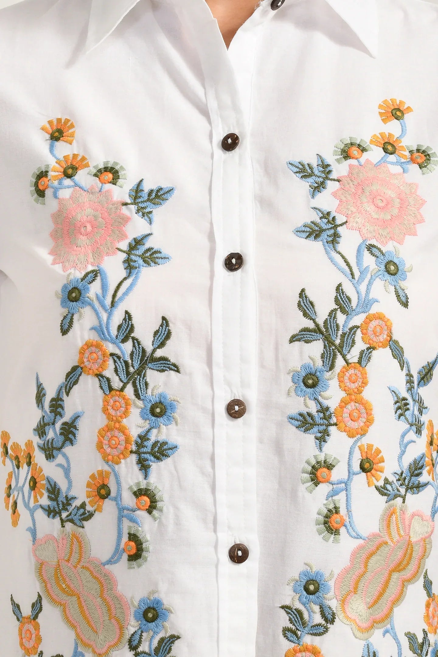 Blossom White Embroidered Dress - Meerabella