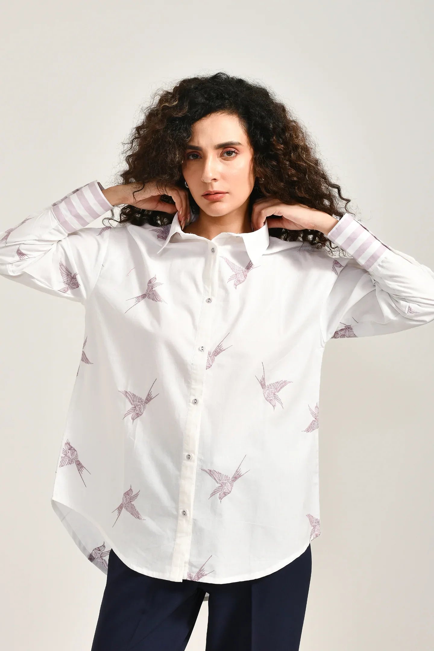 Feathered Whimsy Cotton Shirt - Meerabella