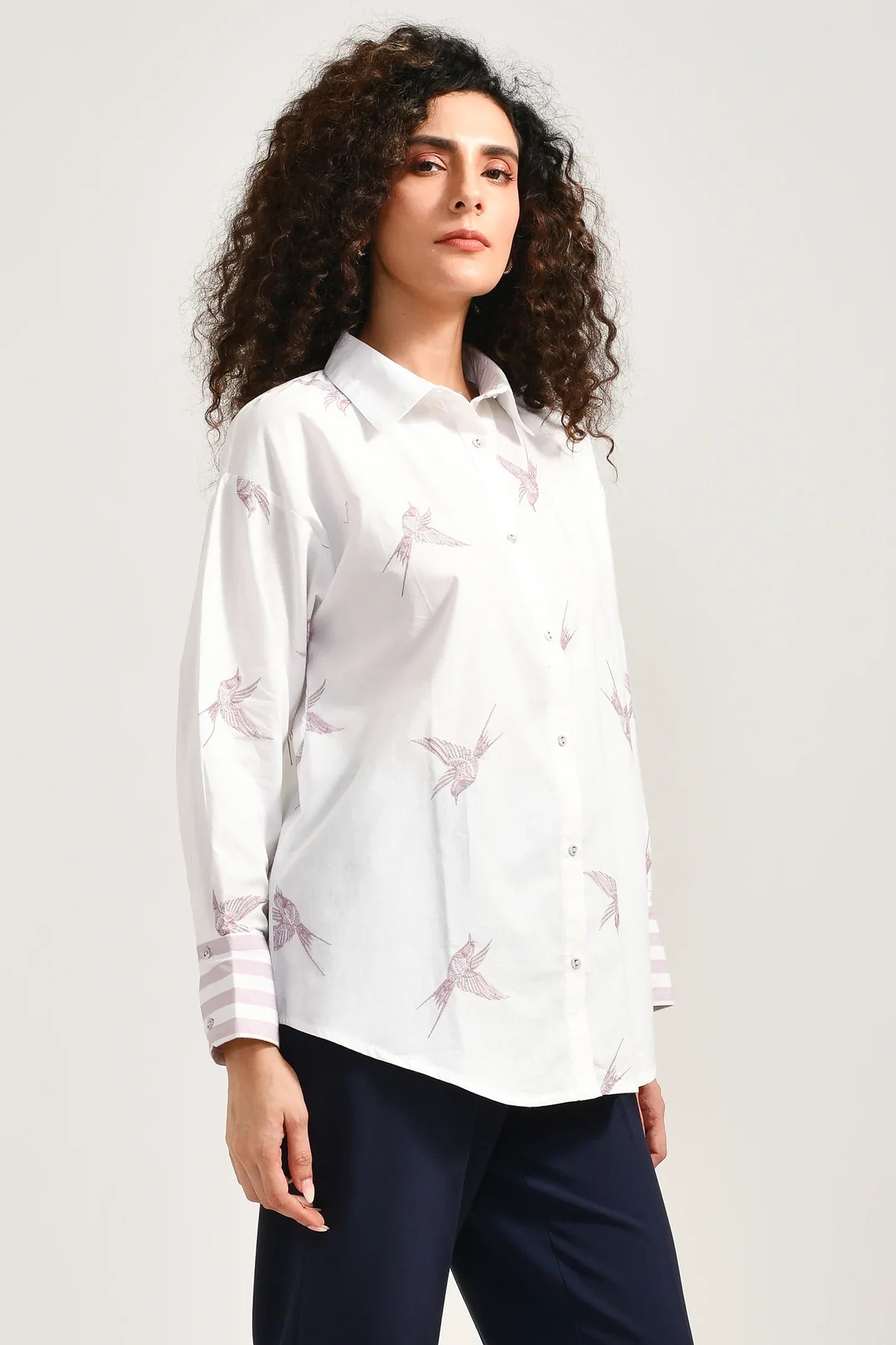 Feathered Whimsy Cotton Shirt - Meerabella