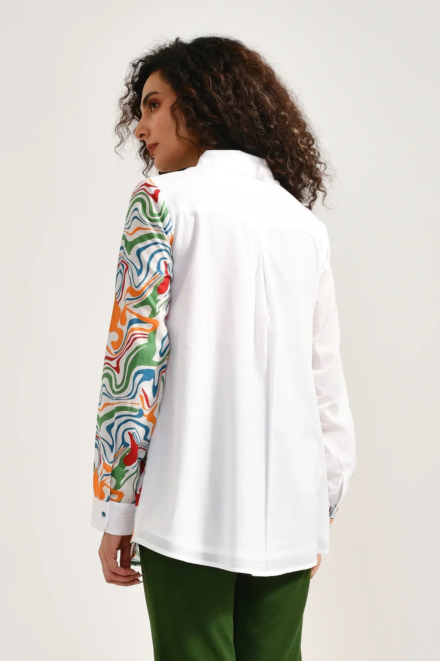 ColorSplash Cotton White Shirt - Meerabella
