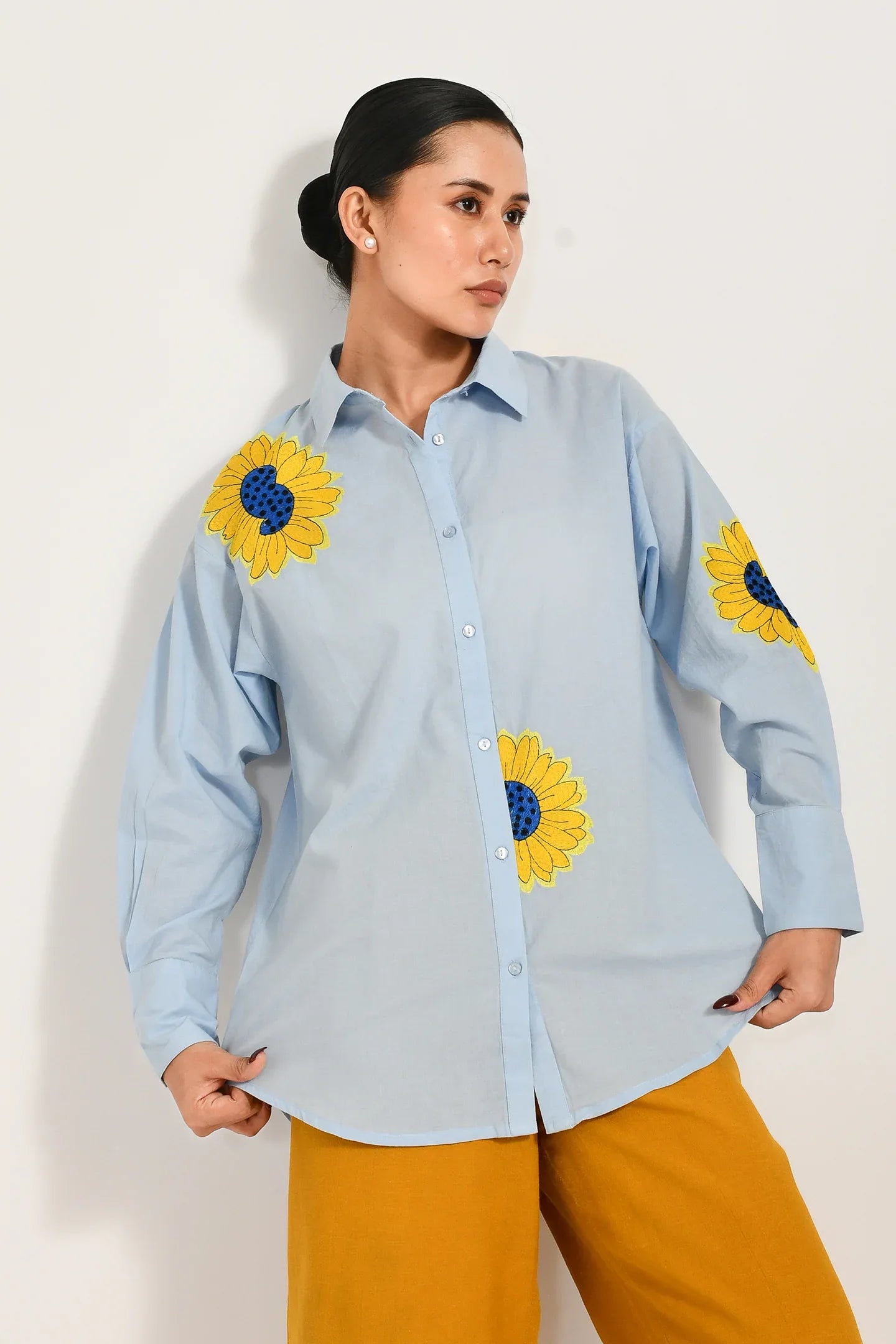 Blue Meadow Floral Oversized Shirt - Meerabella