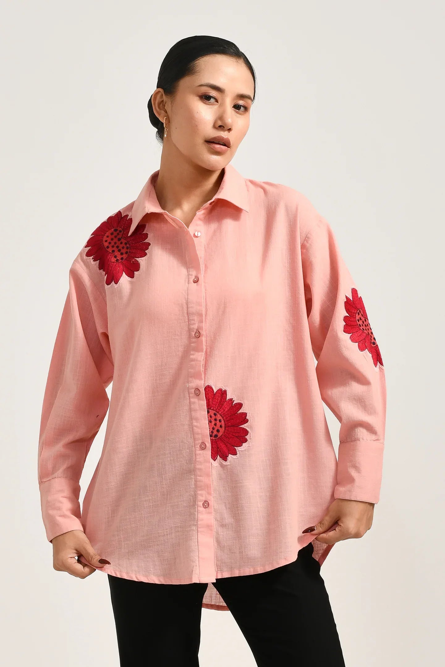 Petal Bloom Pink Oversized Shirt - Meerabella