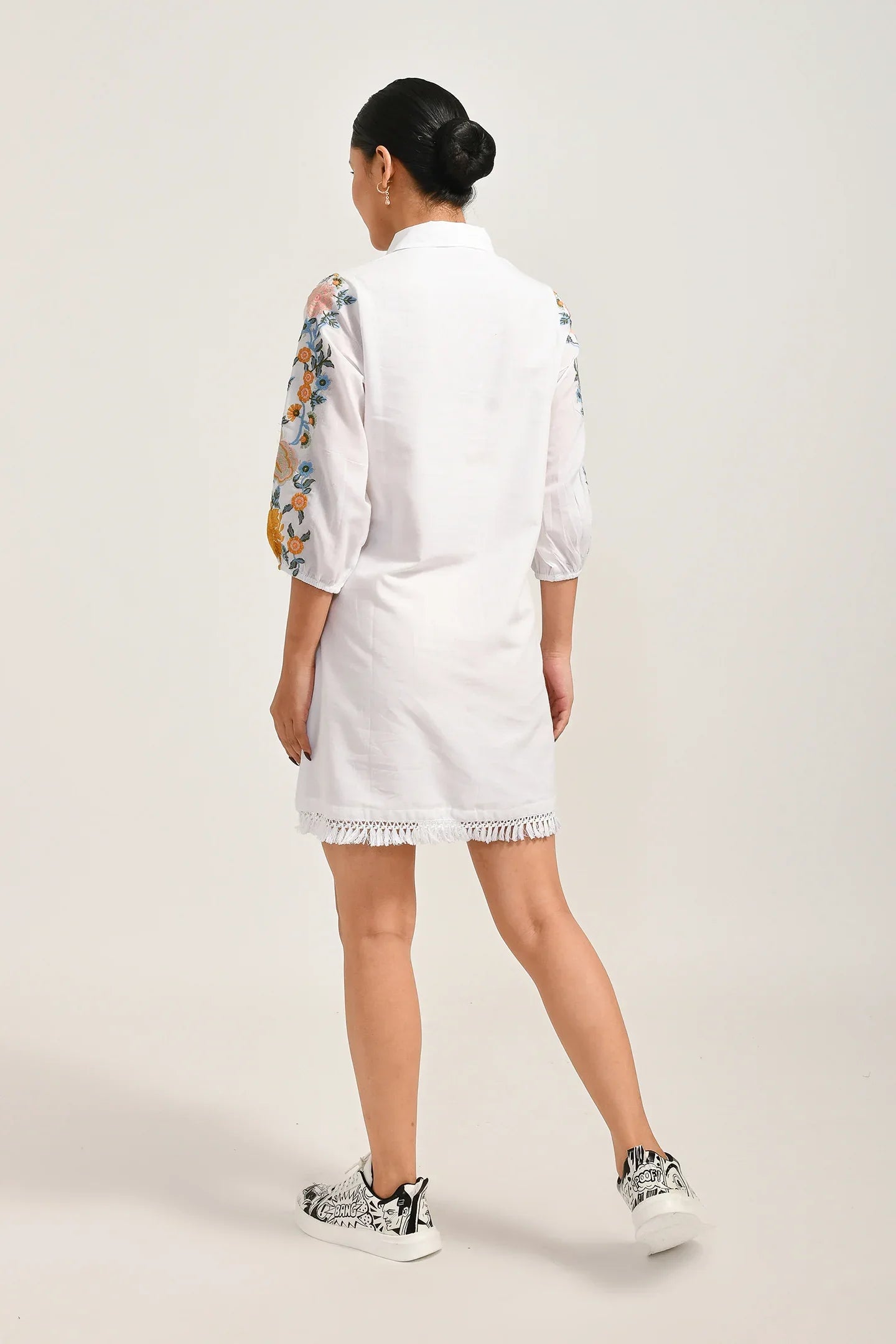 Blossom White Embroidered Dress - Meerabella