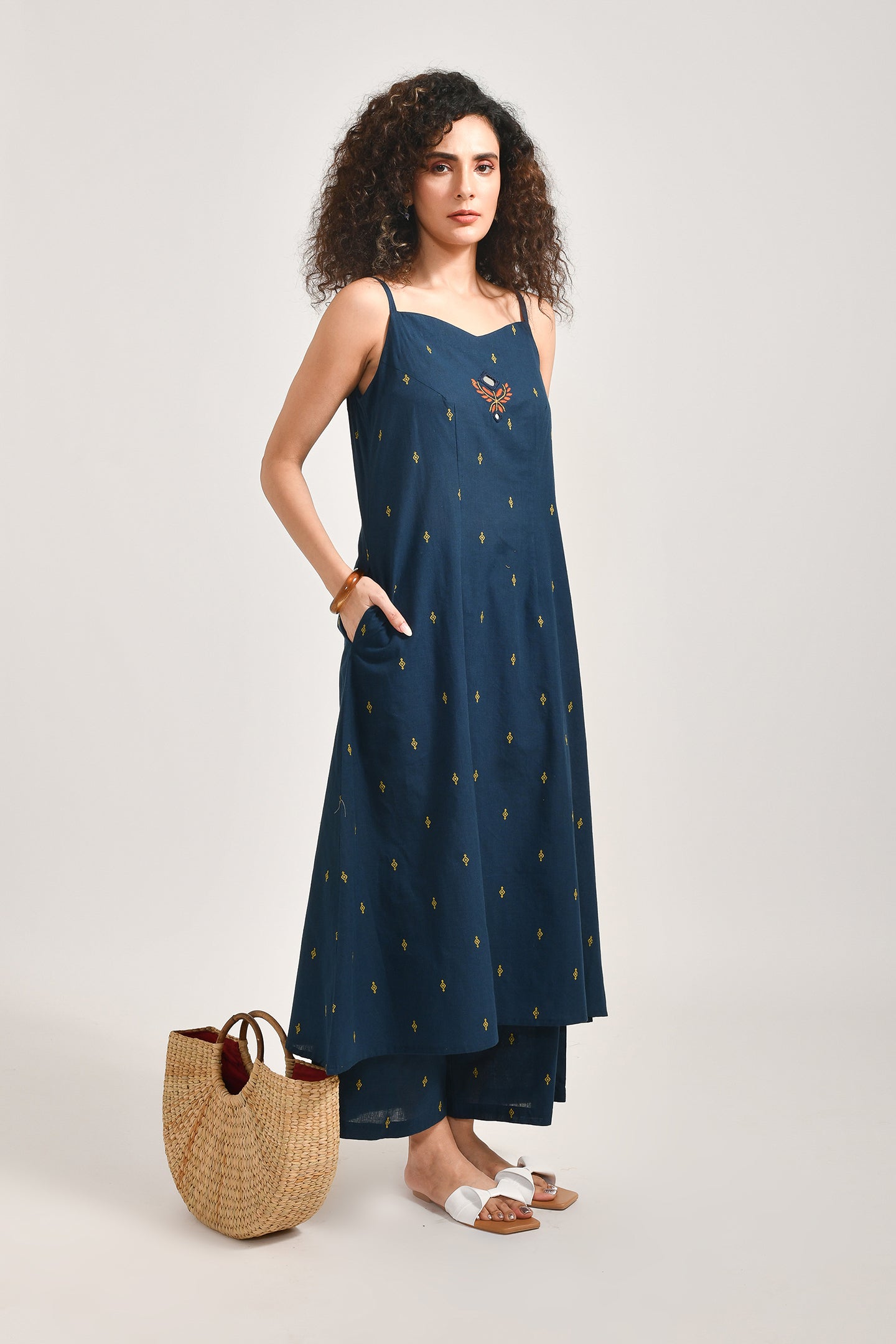 Azure Elegance Blue Cotton Coords Set