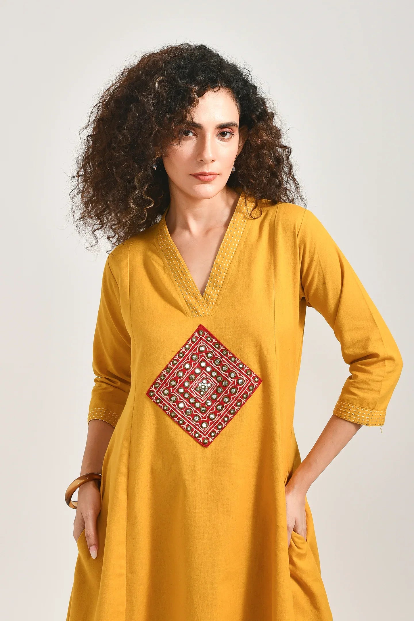 Radiant Yellow Embroidered Coords Set - Meerabella