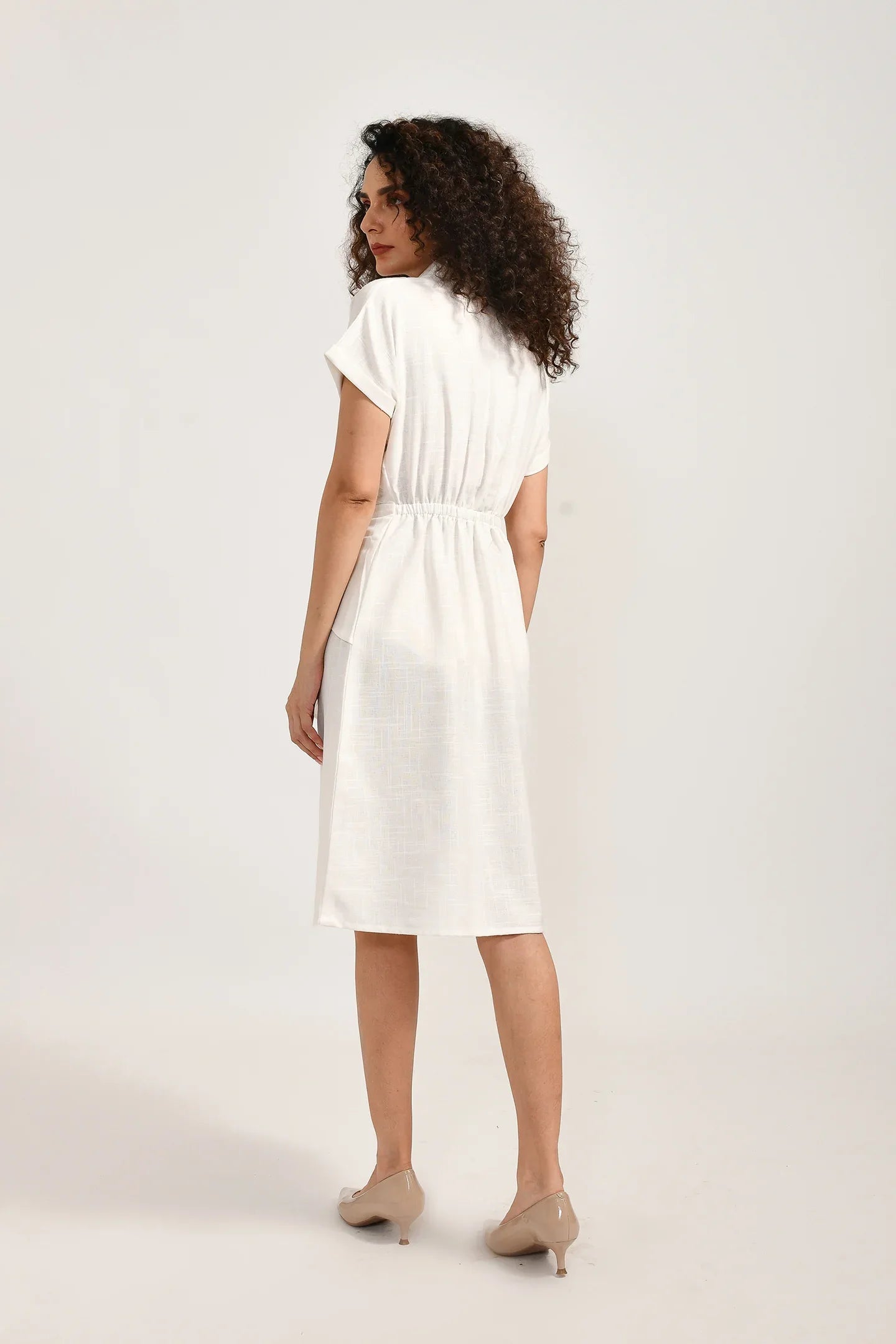 Crisp Elegance Cotton Dress - Meerabella