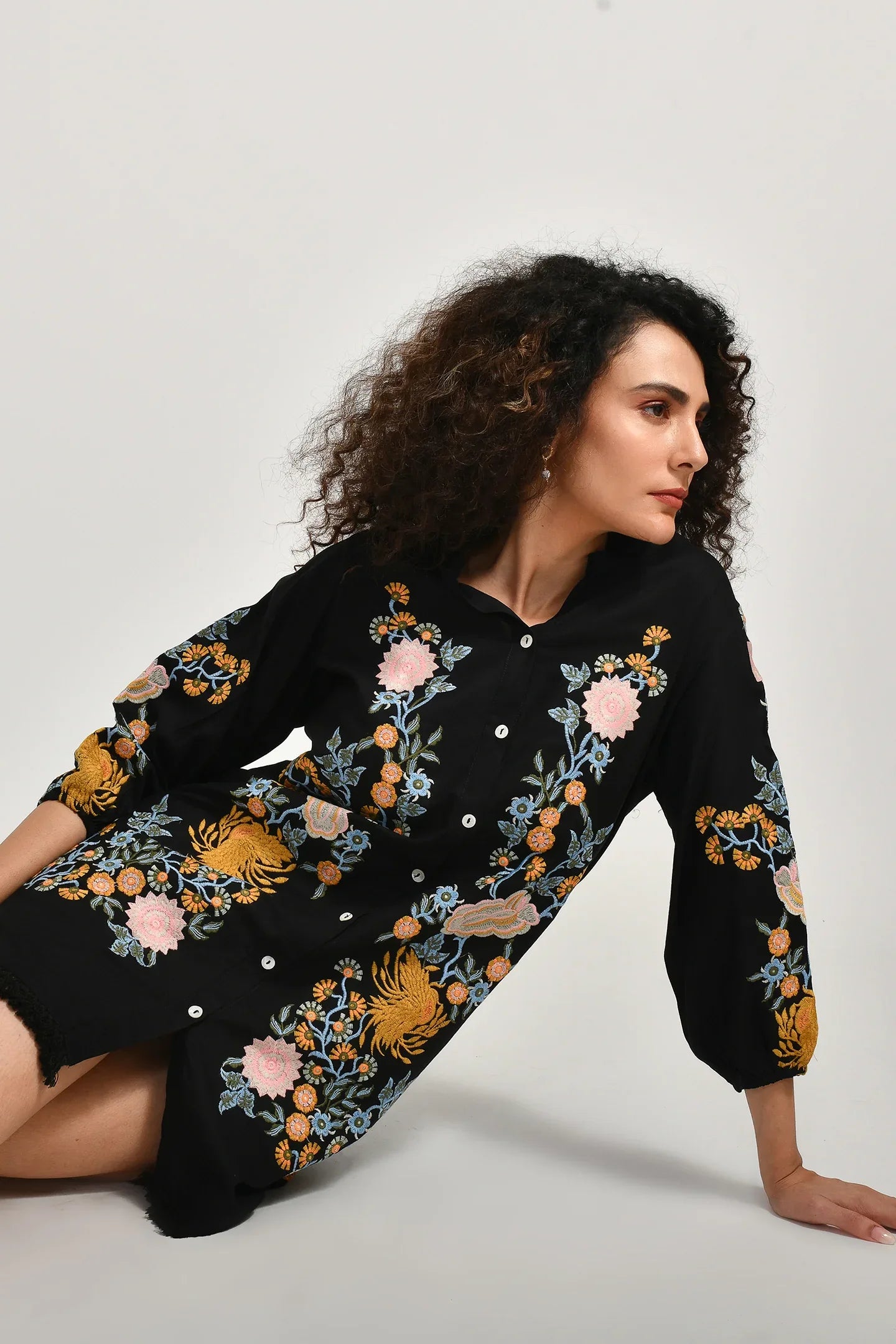 black petal dress Embroidery Cotton Isla Column Midi Dress desertfestsale Size:20 - 22 (XL)