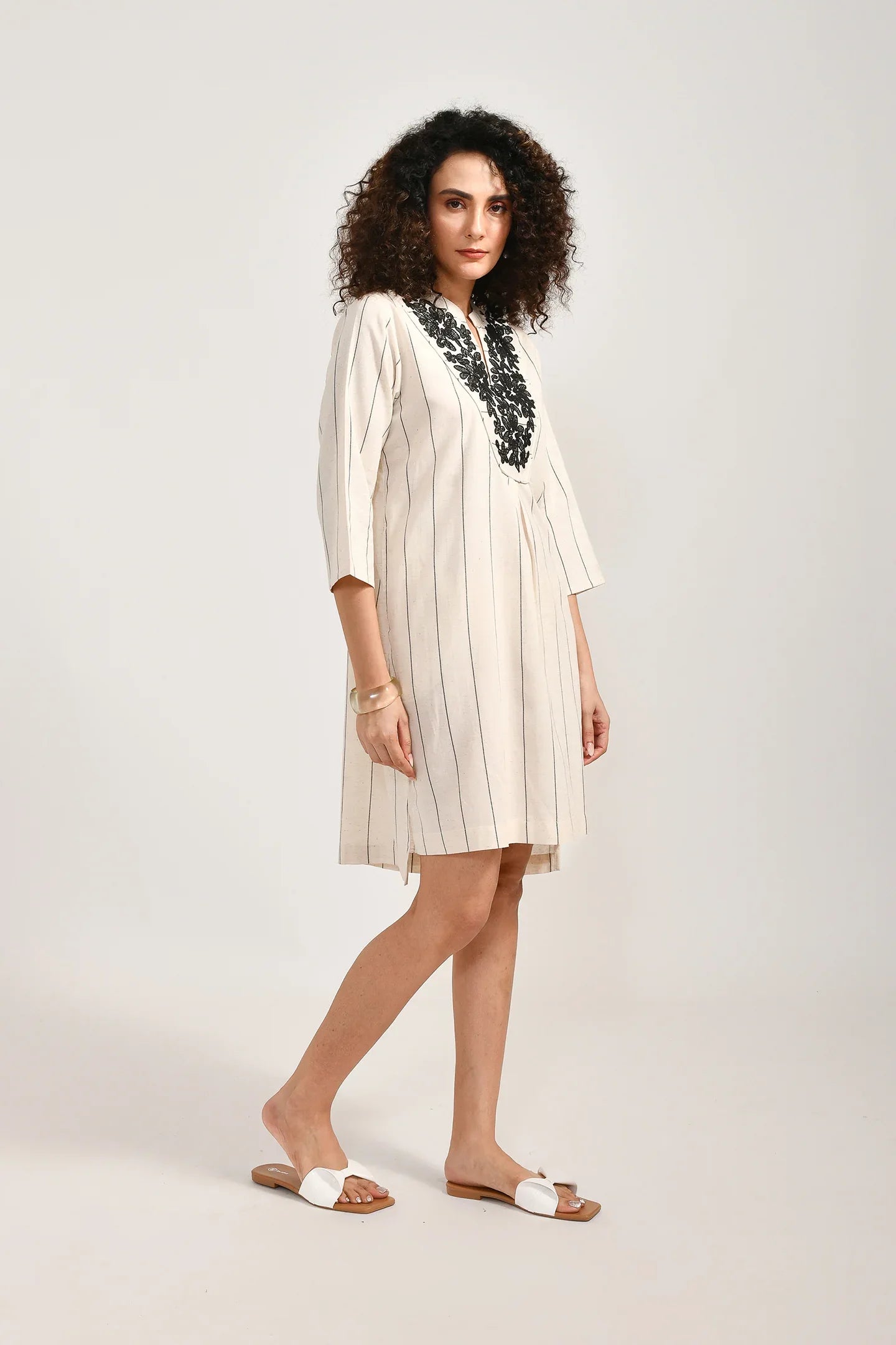 Monochrome Muse Cotton Dress - Meerabella