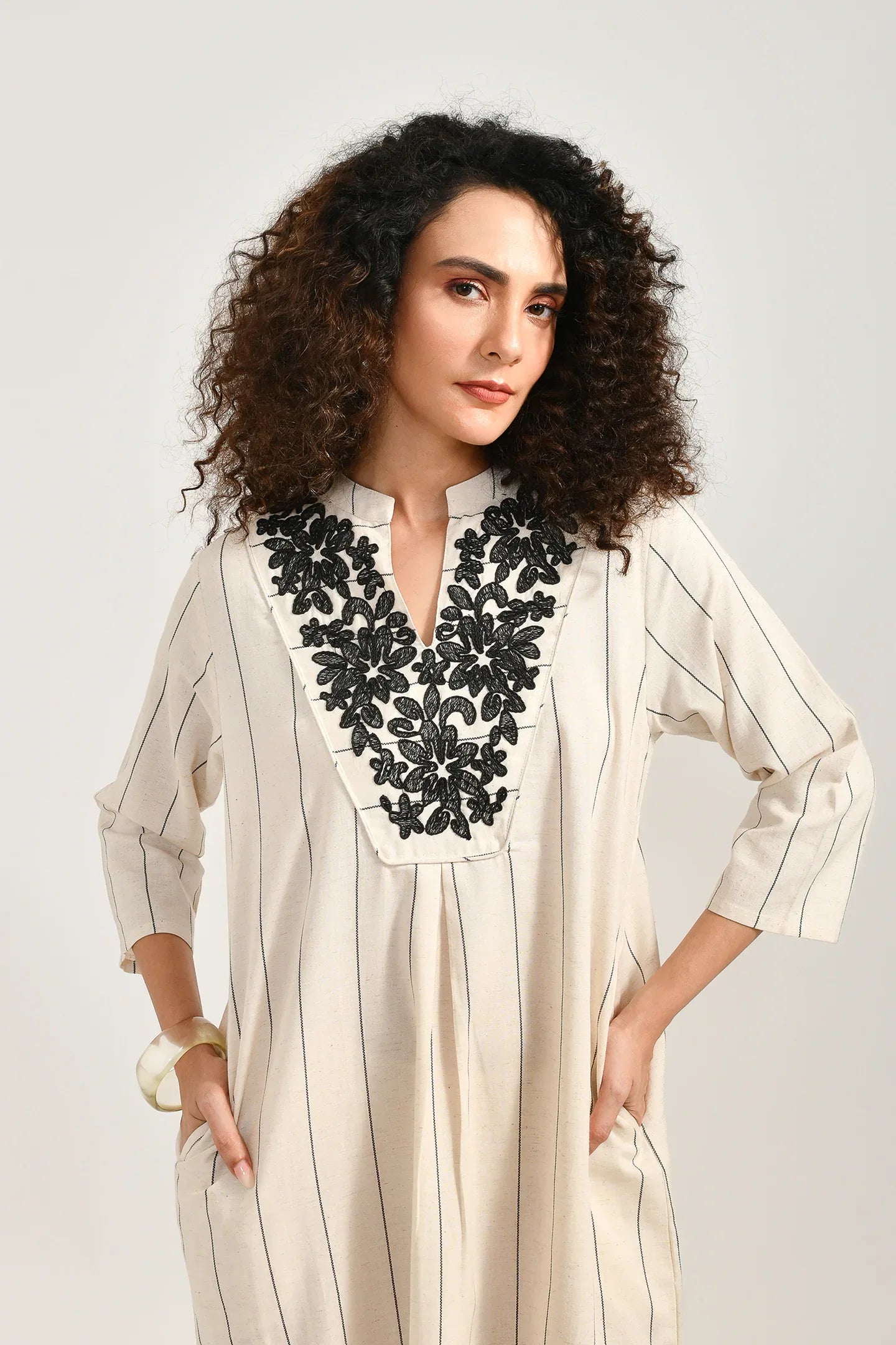 Monochrome Muse Cotton Dress - Meerabella