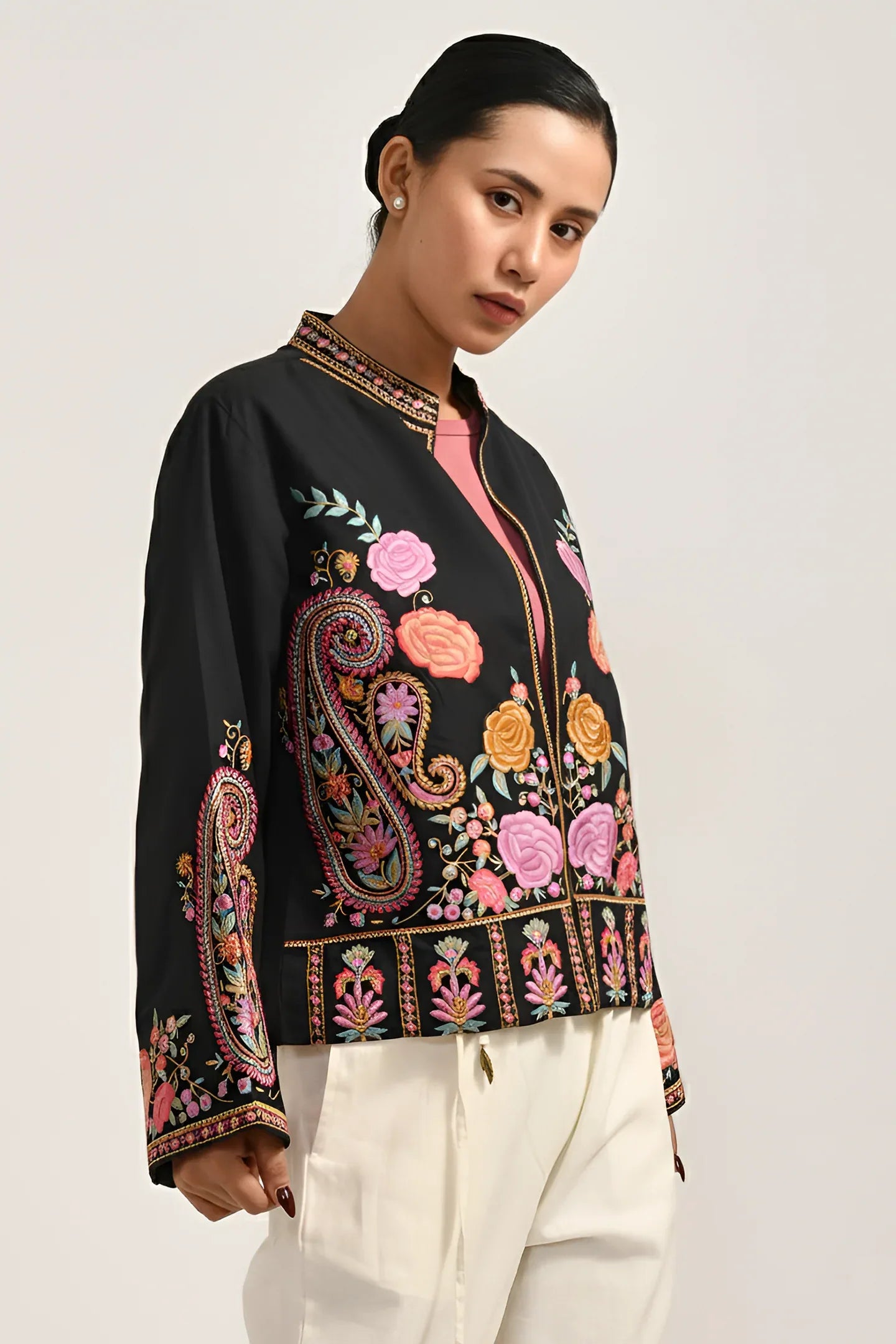Embroidered Elegance Cotton Jacket - Meerabella