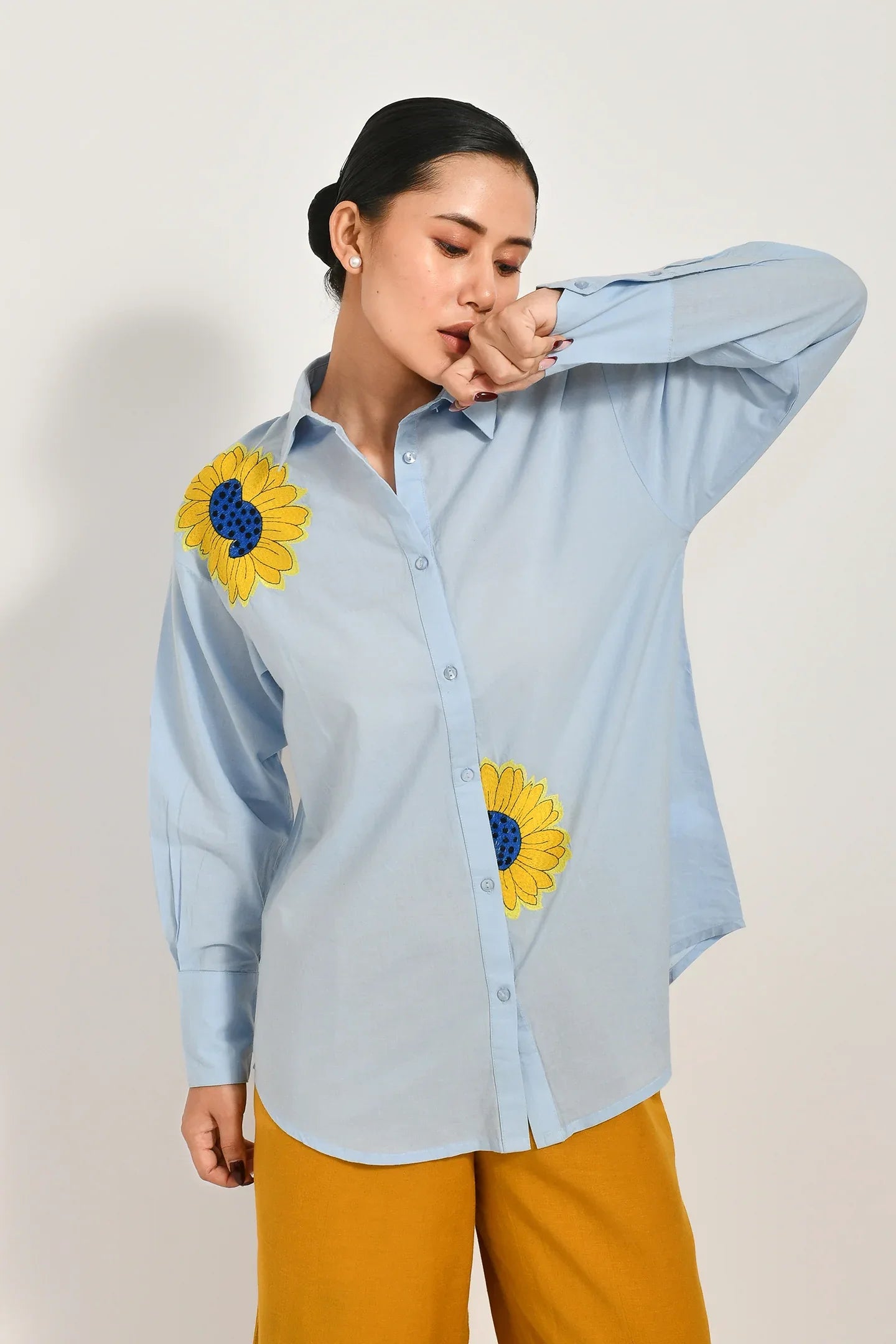 Blue Meadow Floral Oversized Shirt - Meerabella