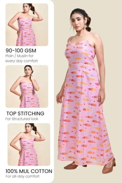 MEERABELLA Women A-line Pink Maxi/Full Length Dress