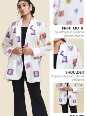 MEERABELLA 3/4th Sleeve Printed Women Jacket
