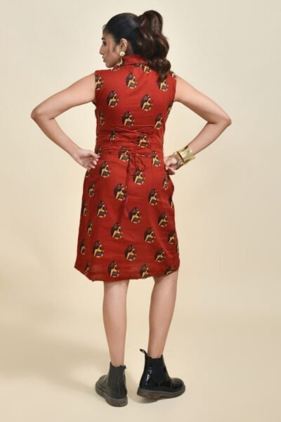 MEERABELLA Women A-line Red Knee Length Dress